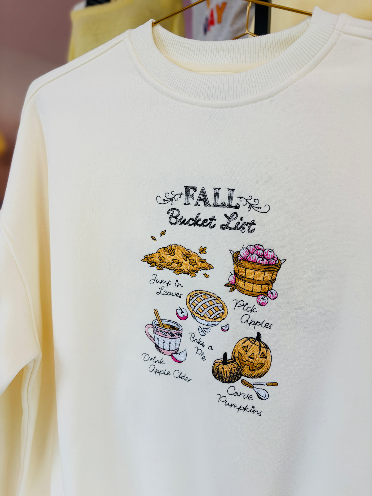 Sunkissed Coconut | Fall Bucket List Embroidered Sweatshirt