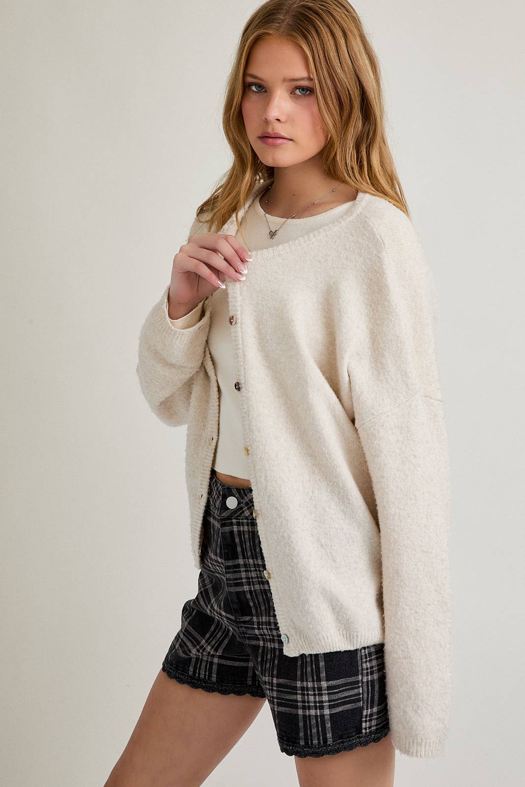 Le Lis | Long Sleeve Crewneck Sweater Cardi