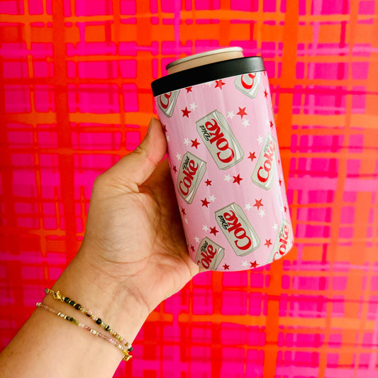 12 oz Can Cooler, Pink Diet Coke Inspired Pattern