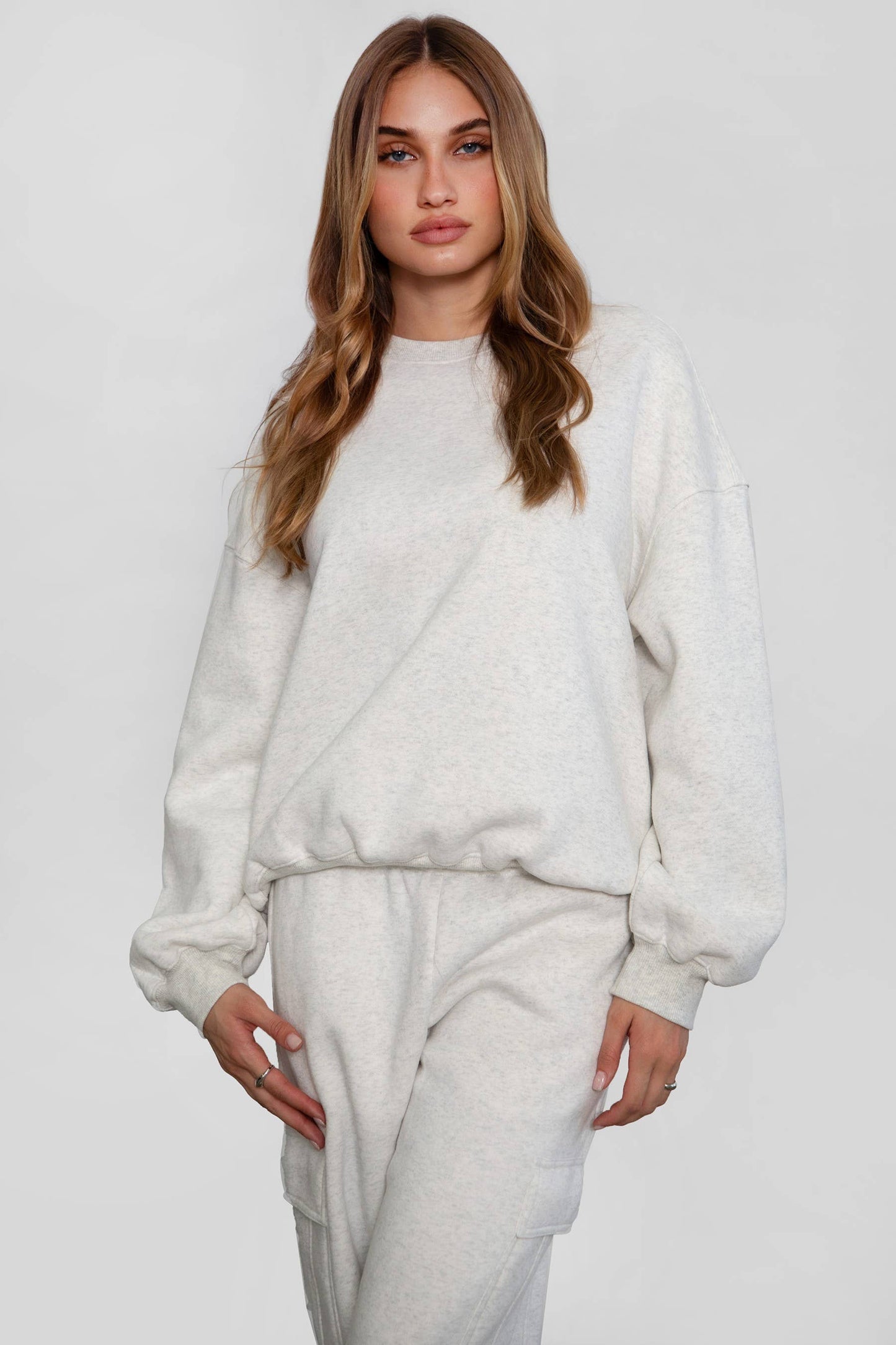 VARSITY Plush Fleece Crew Neck Lounge Pullover Sweatshirt