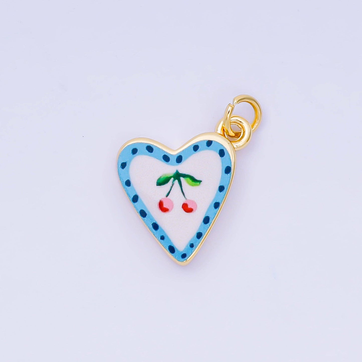 Rose, Cherry Enamel Heart Charm