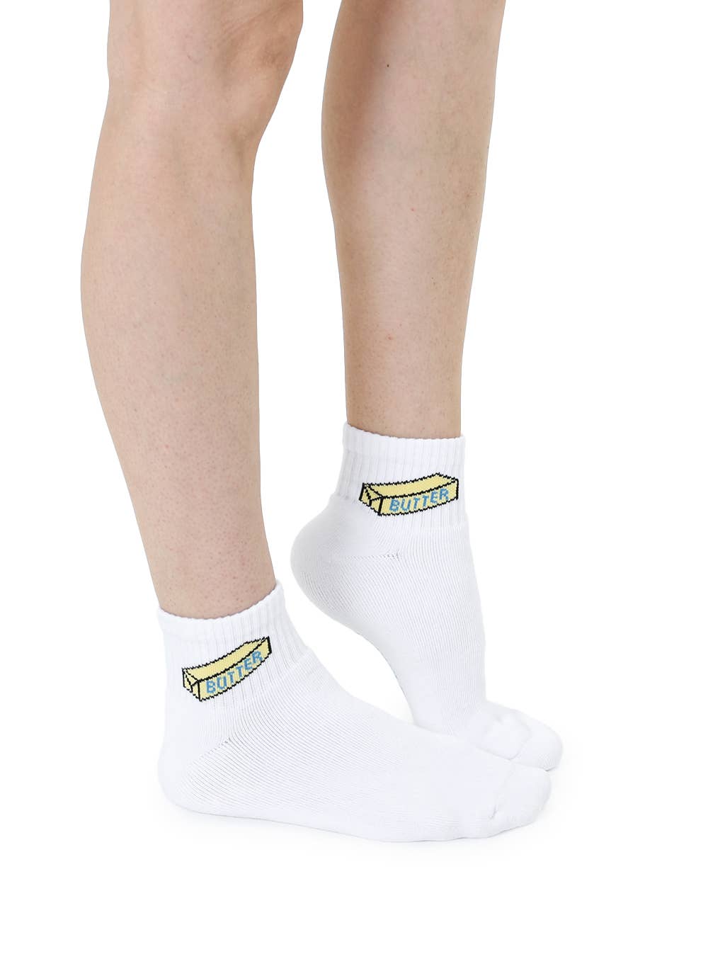 Classic Ankle Socks w/Ribbed Tubing - "Butter" Stick - White