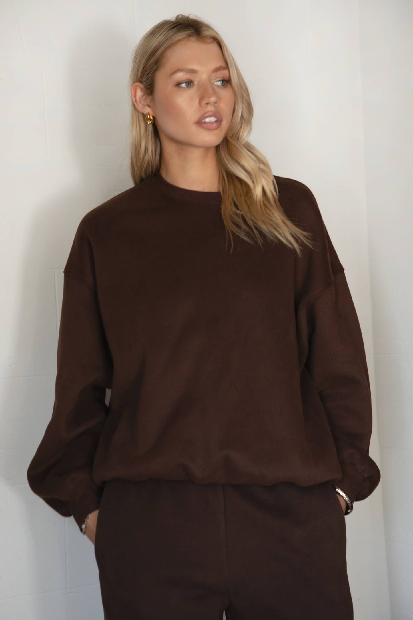 VARSITY Plush Fleece Crew Neck Lounge Pullover Sweatshirt