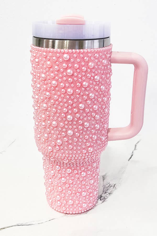 40 oz Pink Pearl Studded Tumbler