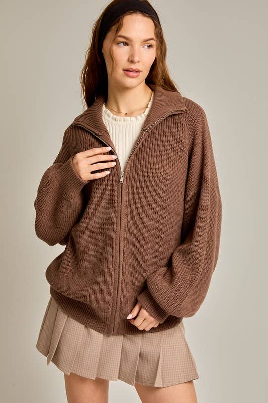 Le Lis | ZIP UP OVERSIZED SWEATER CARDIGAN
