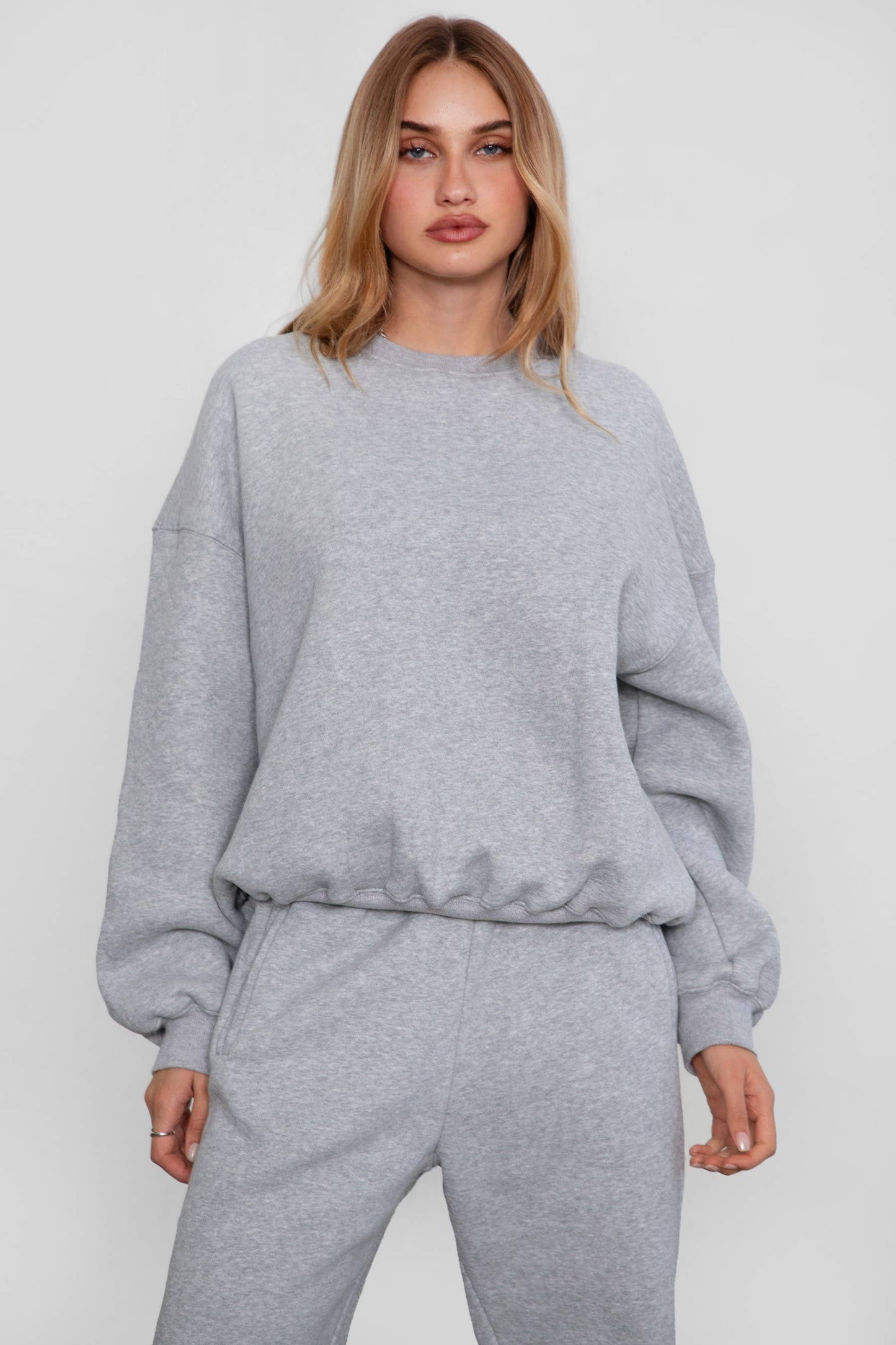 VARSITY Plush Fleece Crew Neck Lounge Pullover Sweatshirt