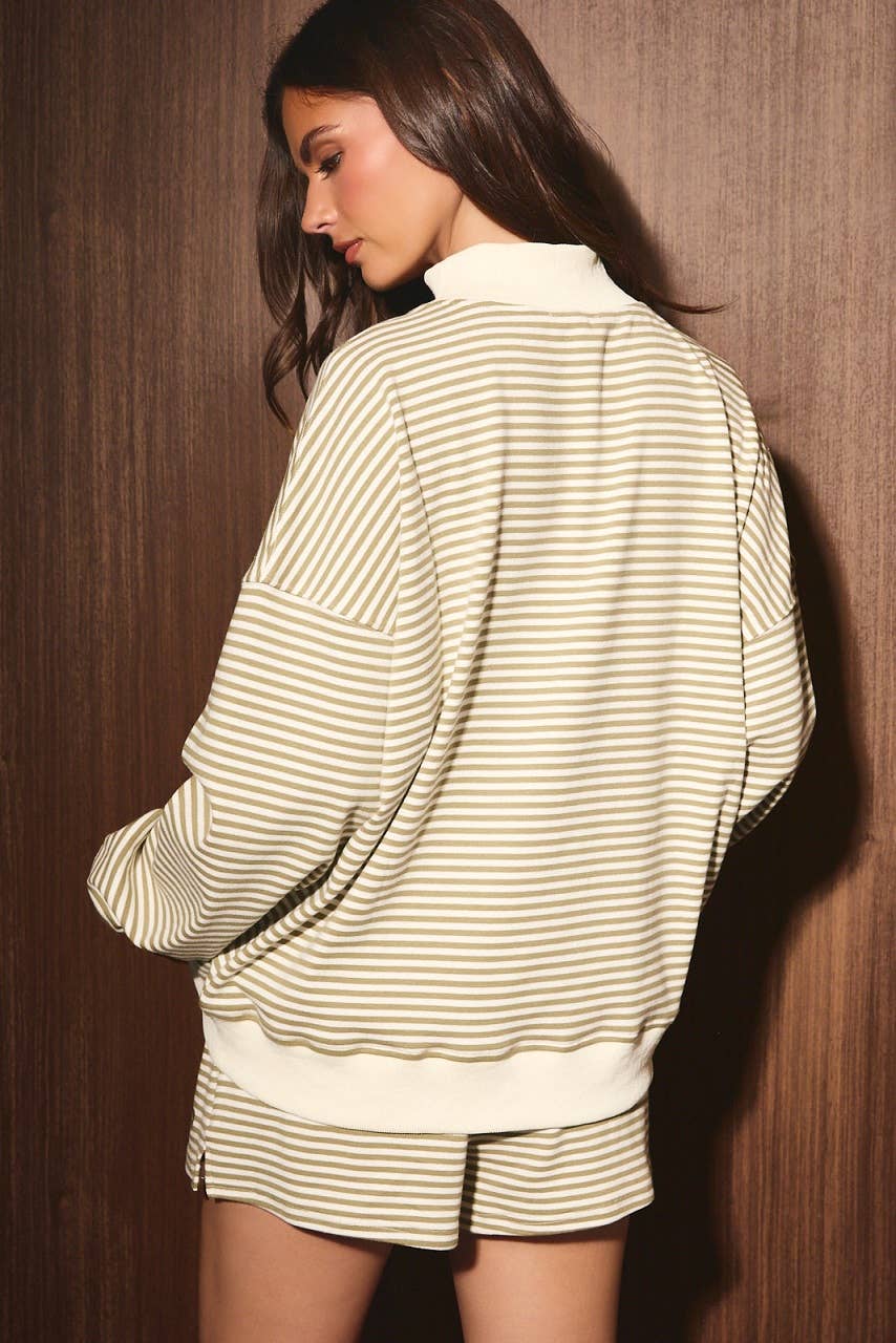 Cozy Olive Stripe Set (TOP)