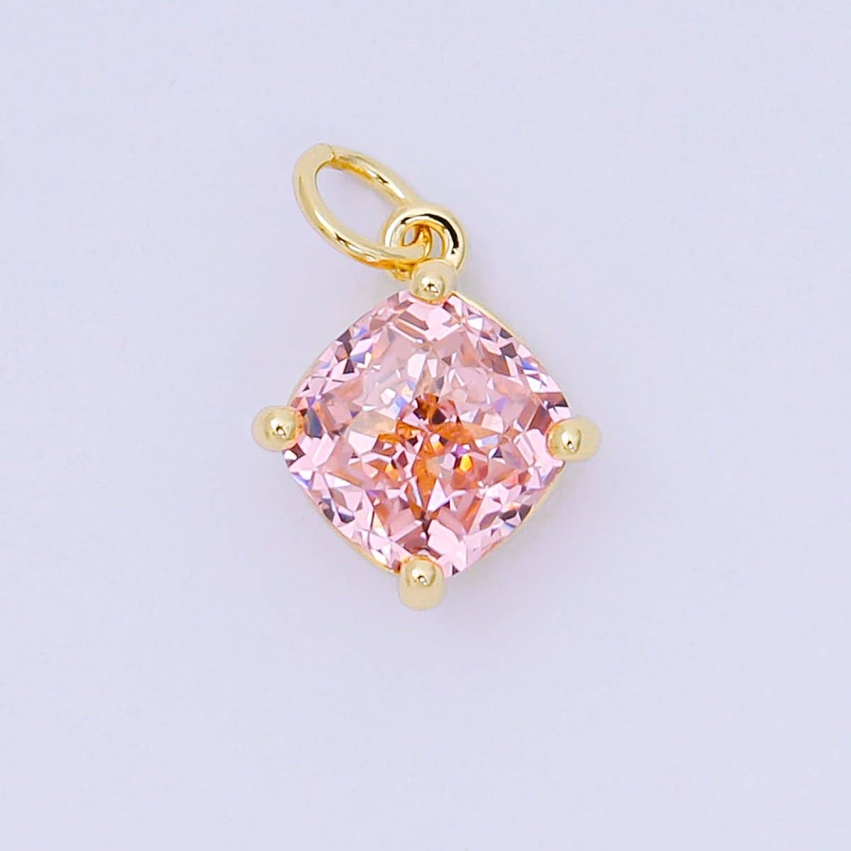 24K Gold Filled 13mm Rhombus Multicolor Birthstone CZ Charm in Gold | AC1561 - AC1567