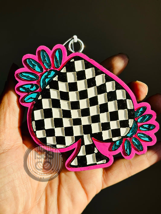 Checkered Spade Car Freshie
