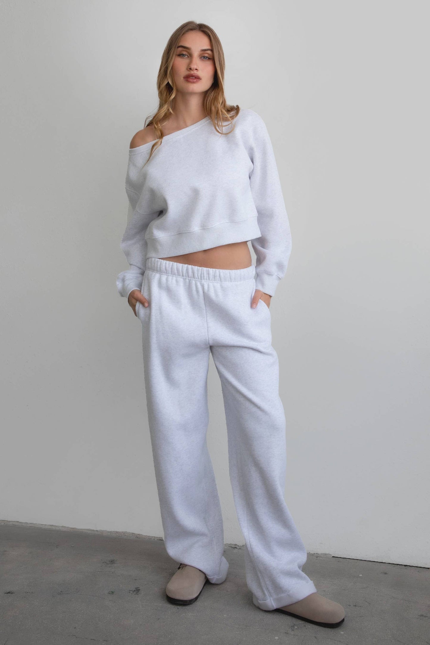 TICTOC | Cloud Fleece Wide Leg Sweatpants Stretch Waist & Pocket