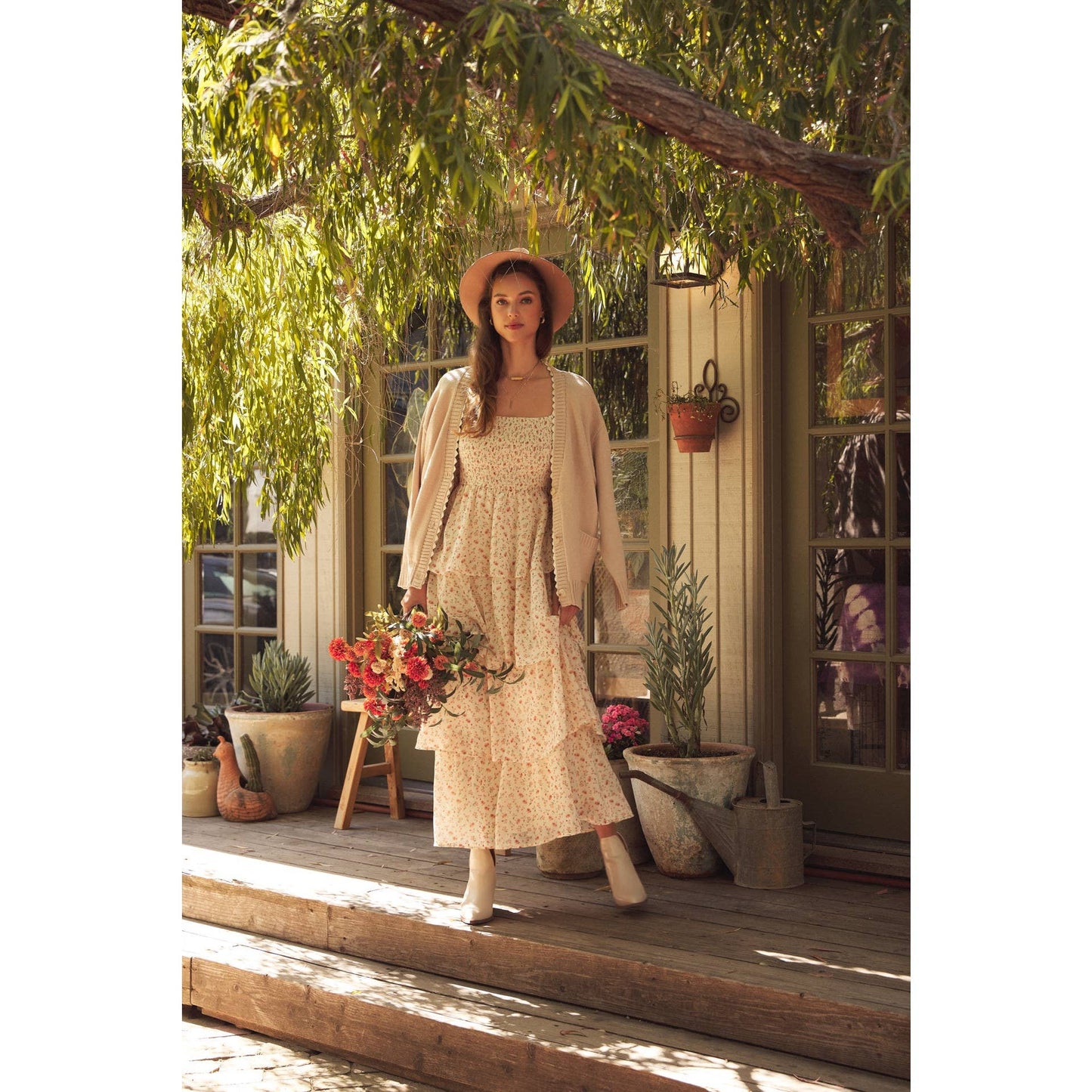 In February | Garden Floral Chiffon Maxi Dress