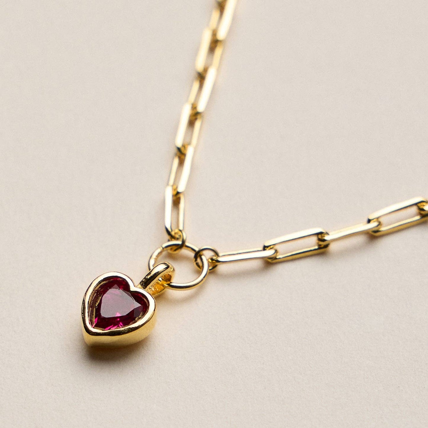Gold Dipped Red Crystal Heart Necklace