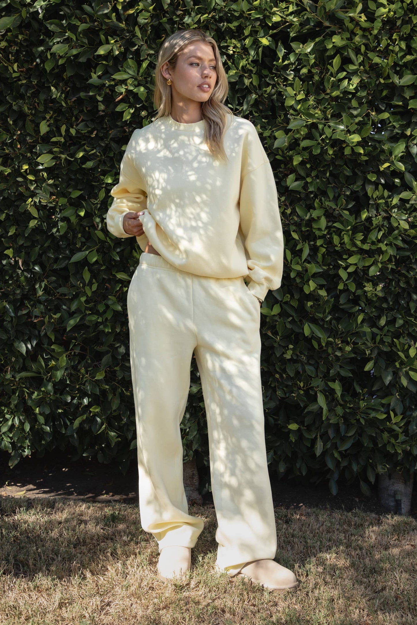 LANI Cloud Fleece Wide Leg Sweatpants Stretch Waist & Pocket