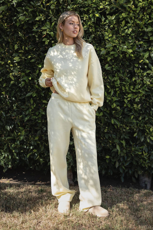 LANI Cloud Fleece Wide Leg Sweatpants Stretch Waist & Pocket