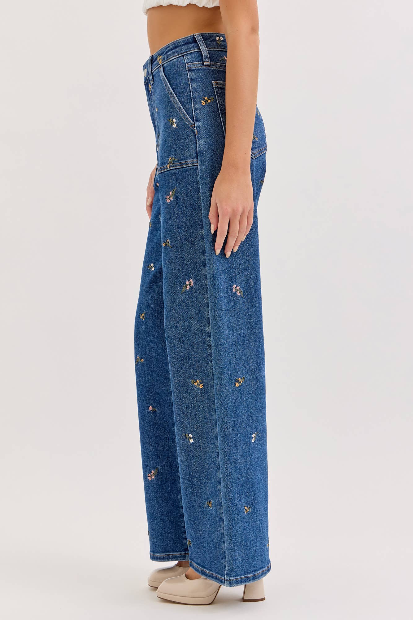 Flower Girl Embroidered Denim