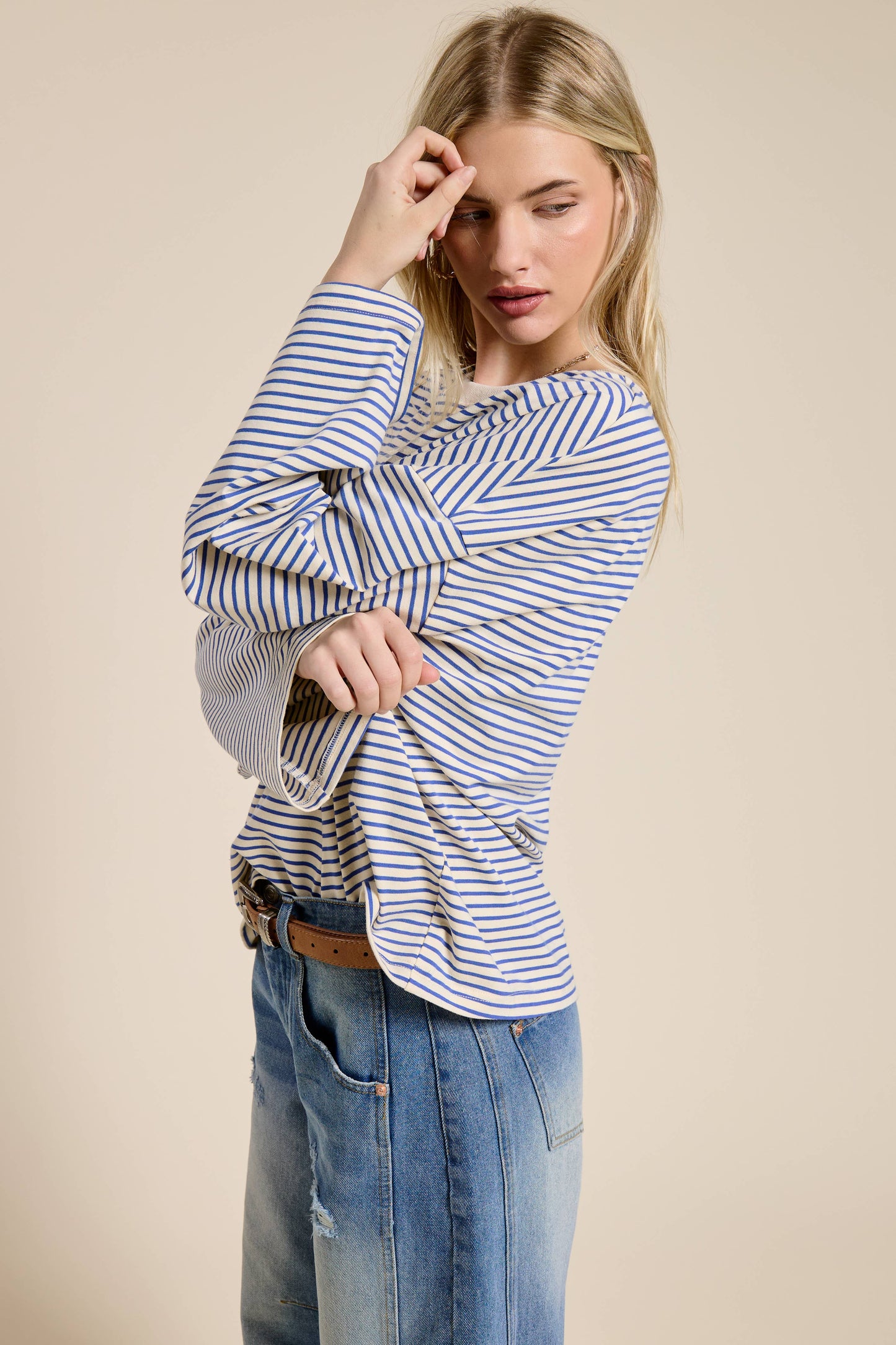 Mimosa | Striped Oversized Long Sleeve Top
