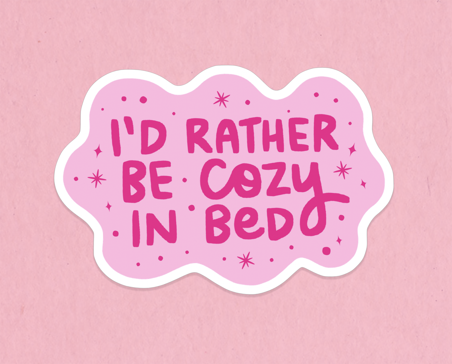 Cozy in bed sticker