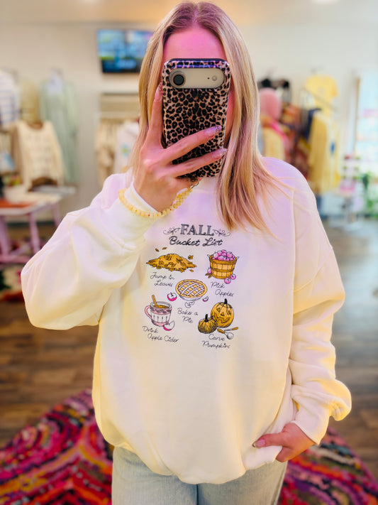 Sunkissed Coconut | Fall Bucket List Embroidered Sweatshirt