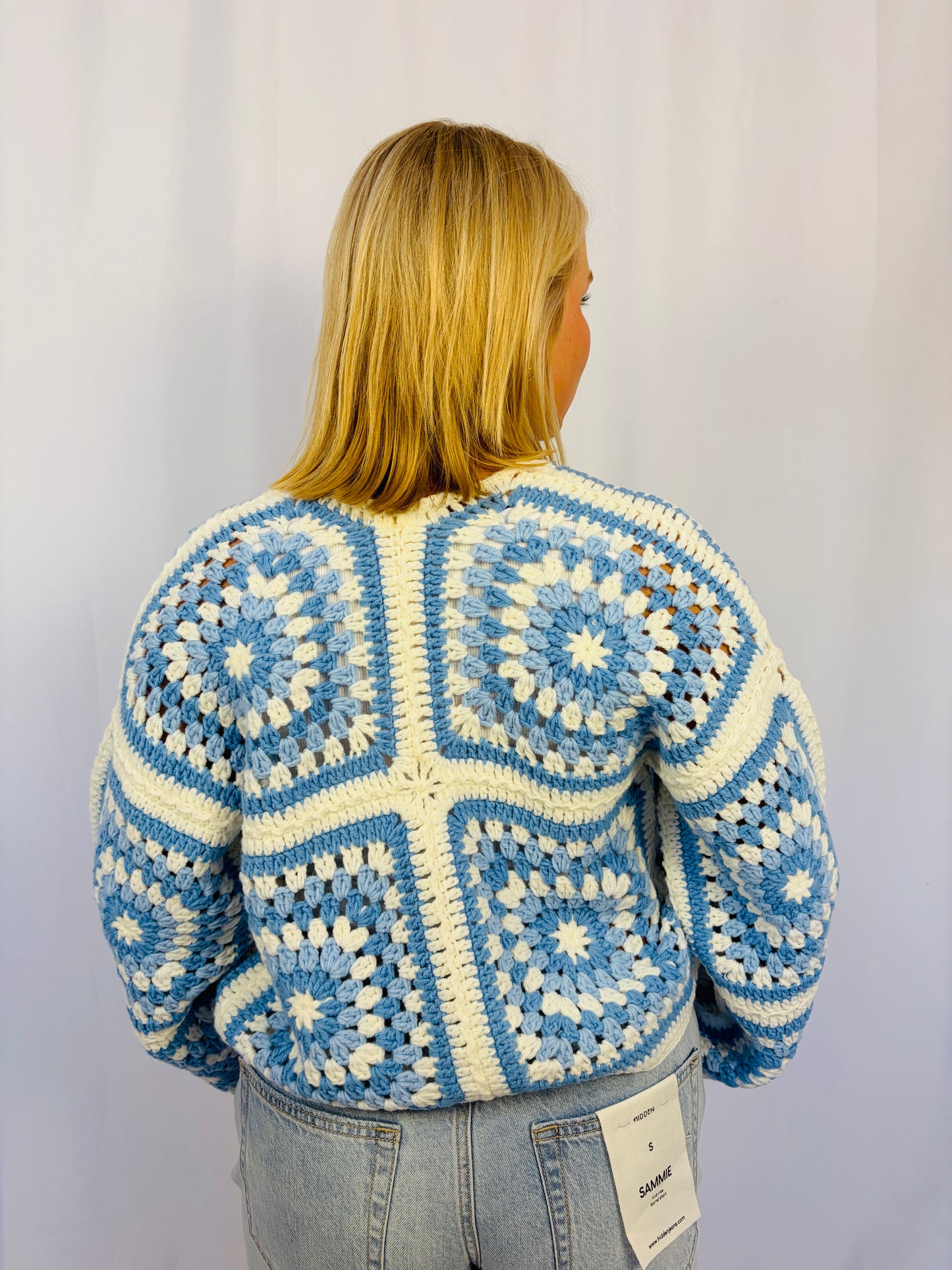 Hand Made Crochet Square Pattern Cardigan