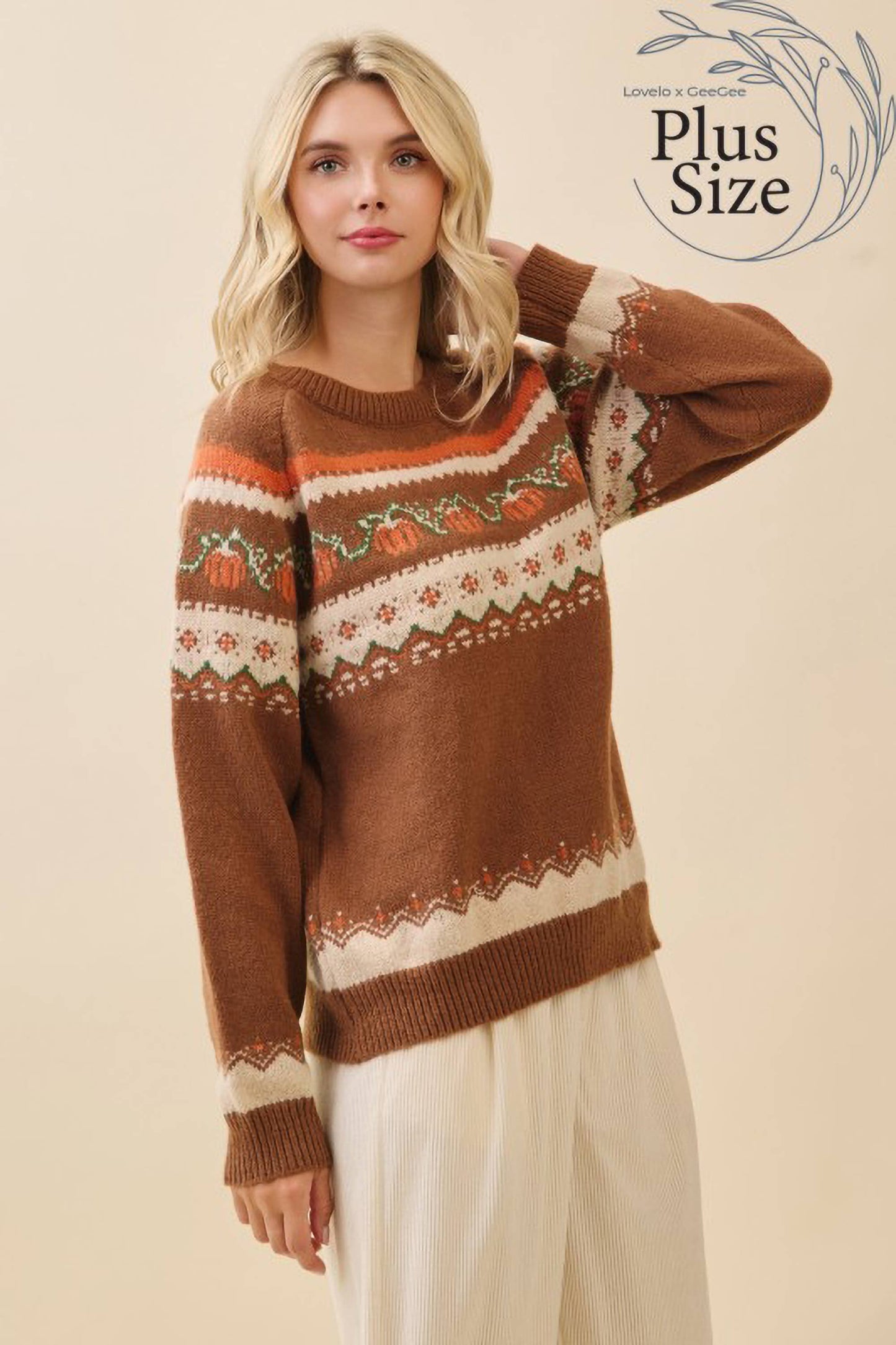 LOVELO | Plus Autumn Pumpkin Knit Sweater