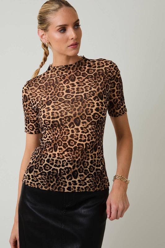 Sunday Edition | Cheetah Mock Neck Mesh Top