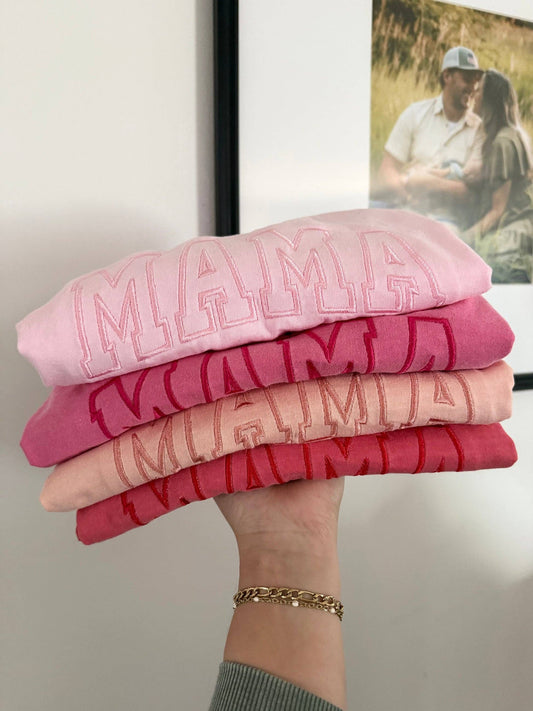 Varsity Mama Monochrome Tee Embroidered