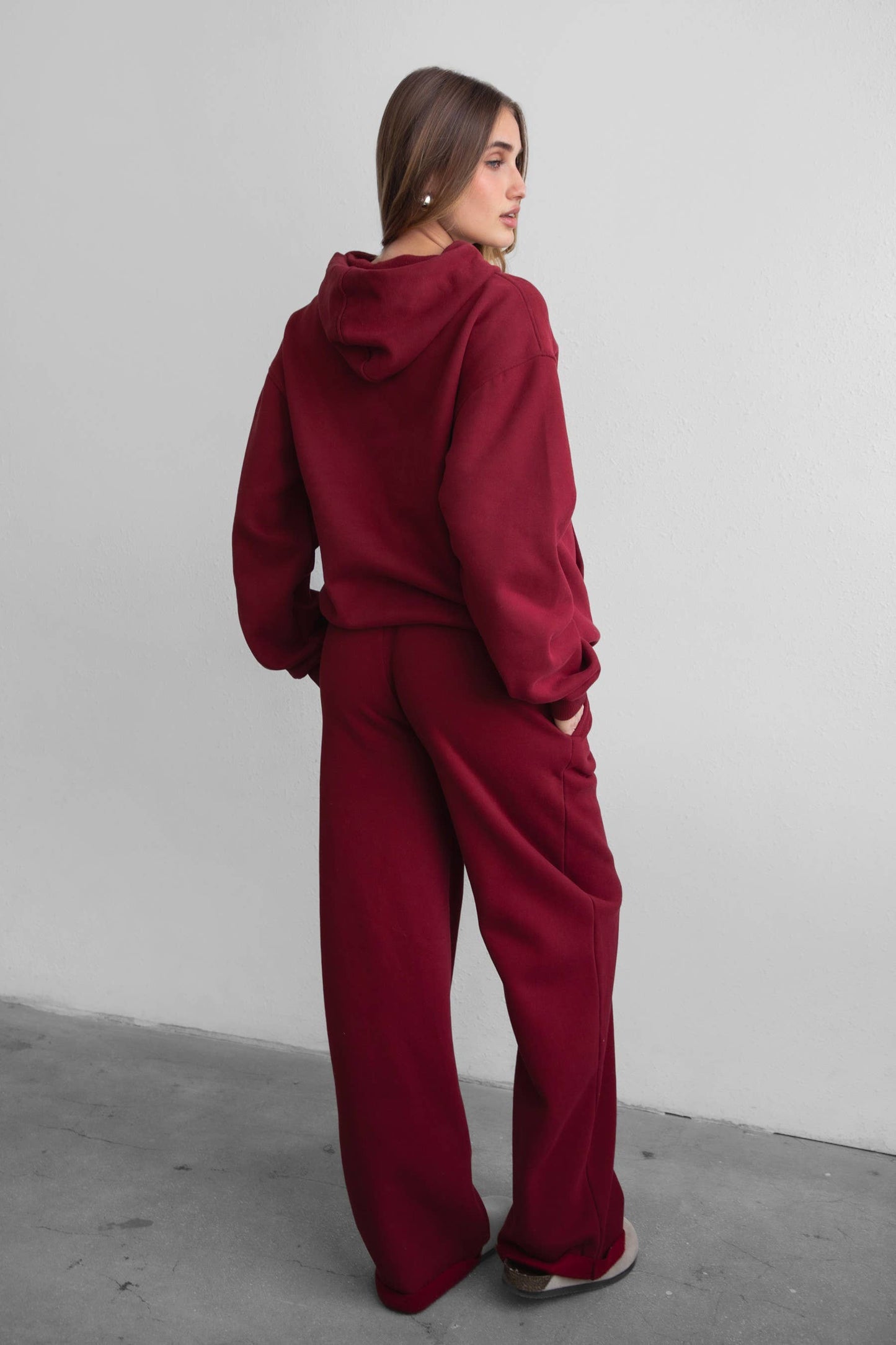LANI Cloud Fleece Wide Leg Sweatpants Stretch Waist & Pocket