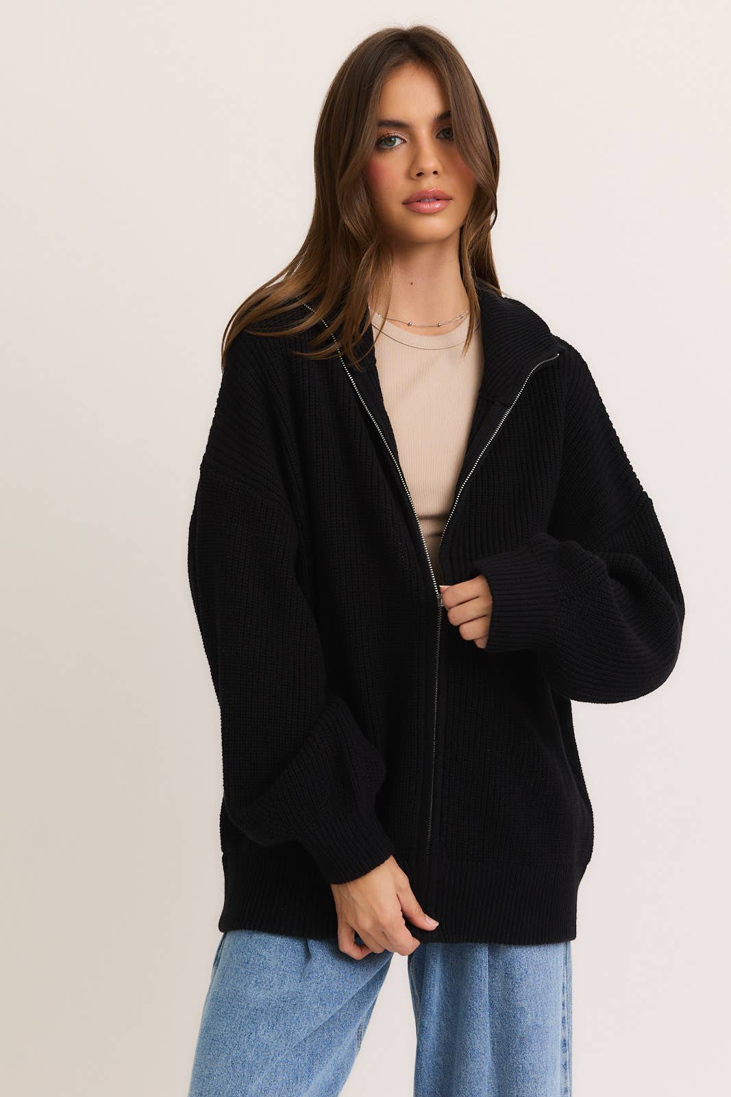 Le Lis | ZIP UP OVERSIZED SWEATER CARDIGAN