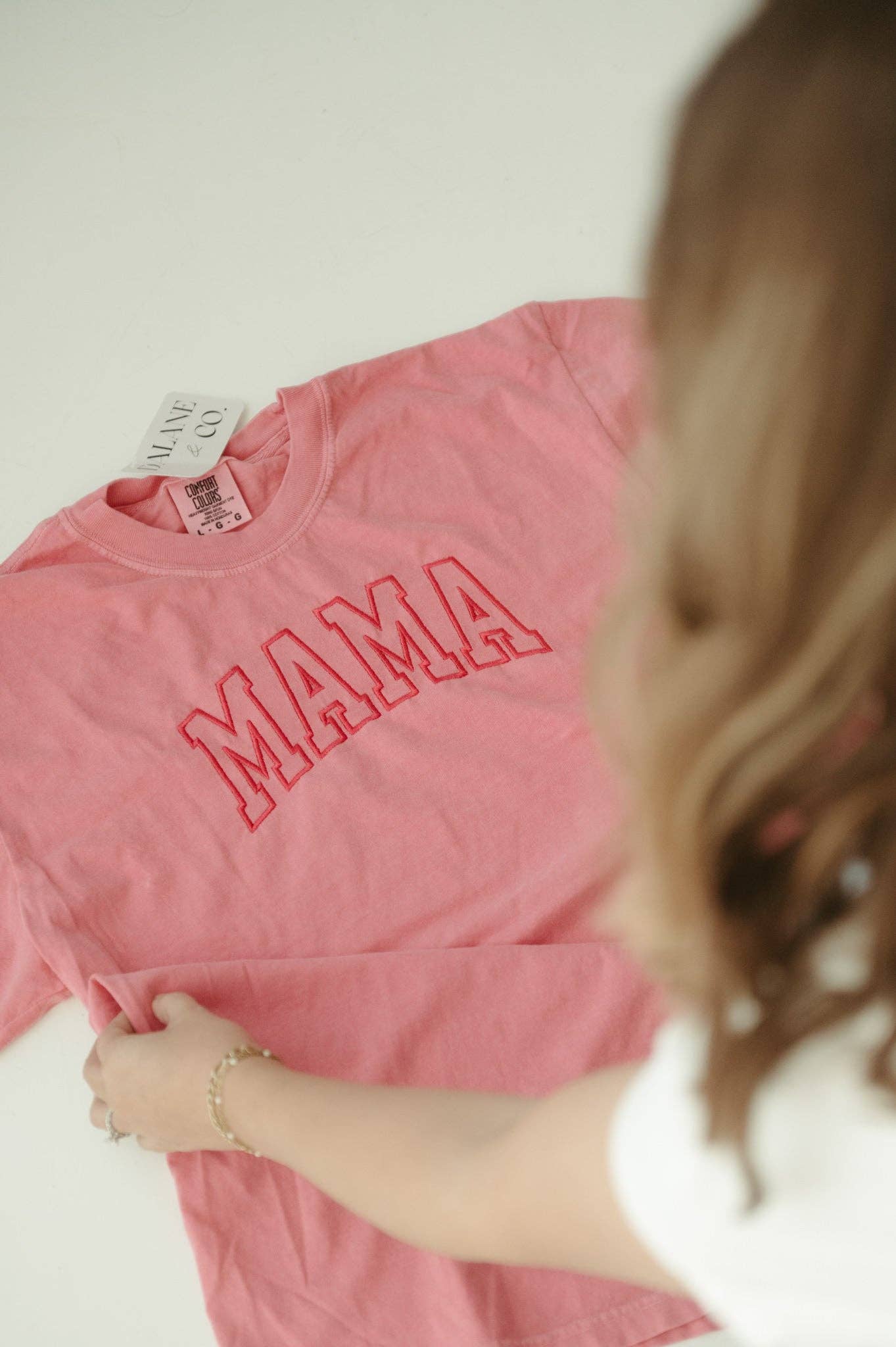 Varsity Mama Monochrome Tee Embroidered
