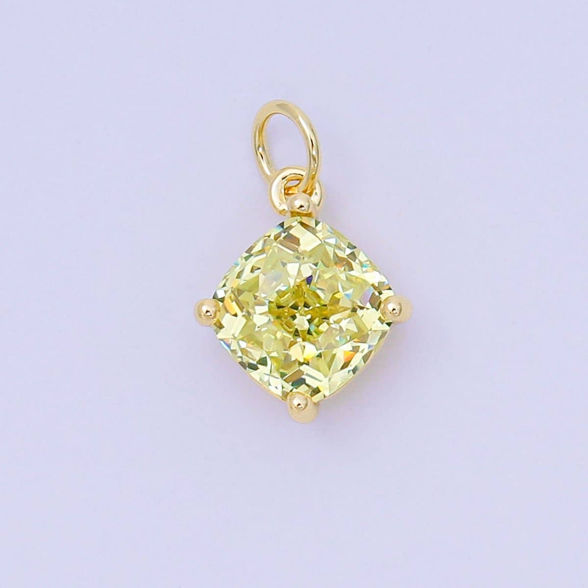 24K Gold Filled 13mm Rhombus Multicolor Birthstone CZ Charm in Gold | AC1561 - AC1567