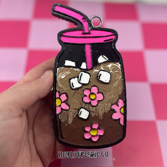 Retro Flower Iced Coffee Car Freshie [Scent: Bum Bum]