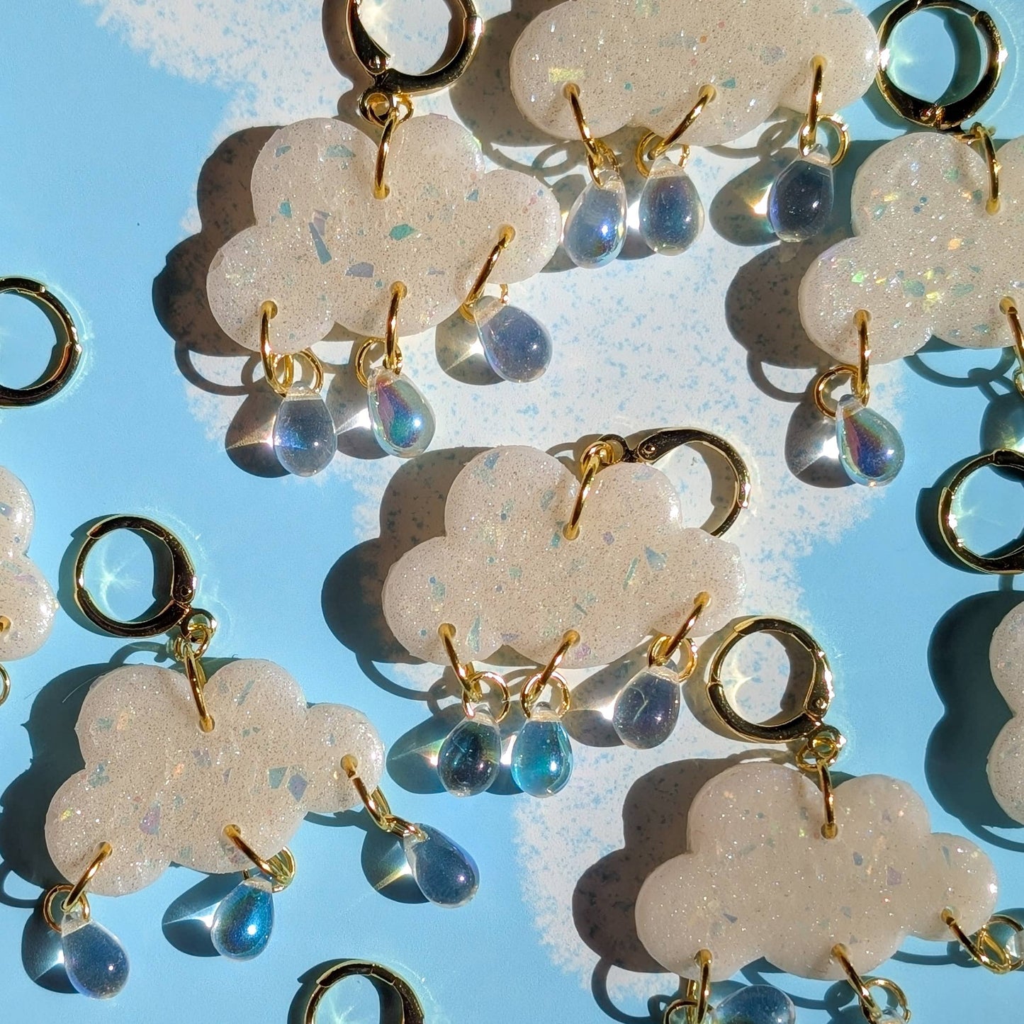 Opal earrings glitter cloud clay earrings cute iridescent
