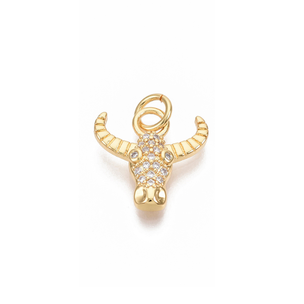 *Gold Cubic Zirconia Longhorn Charm