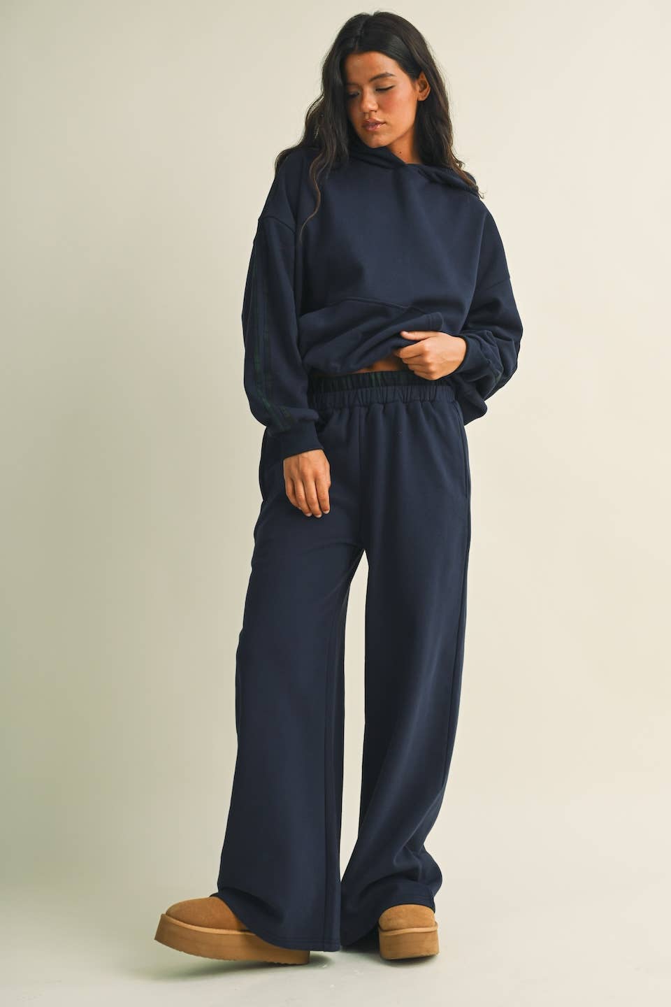 Plaid Side Stripe Oversized Pullover Hoodie