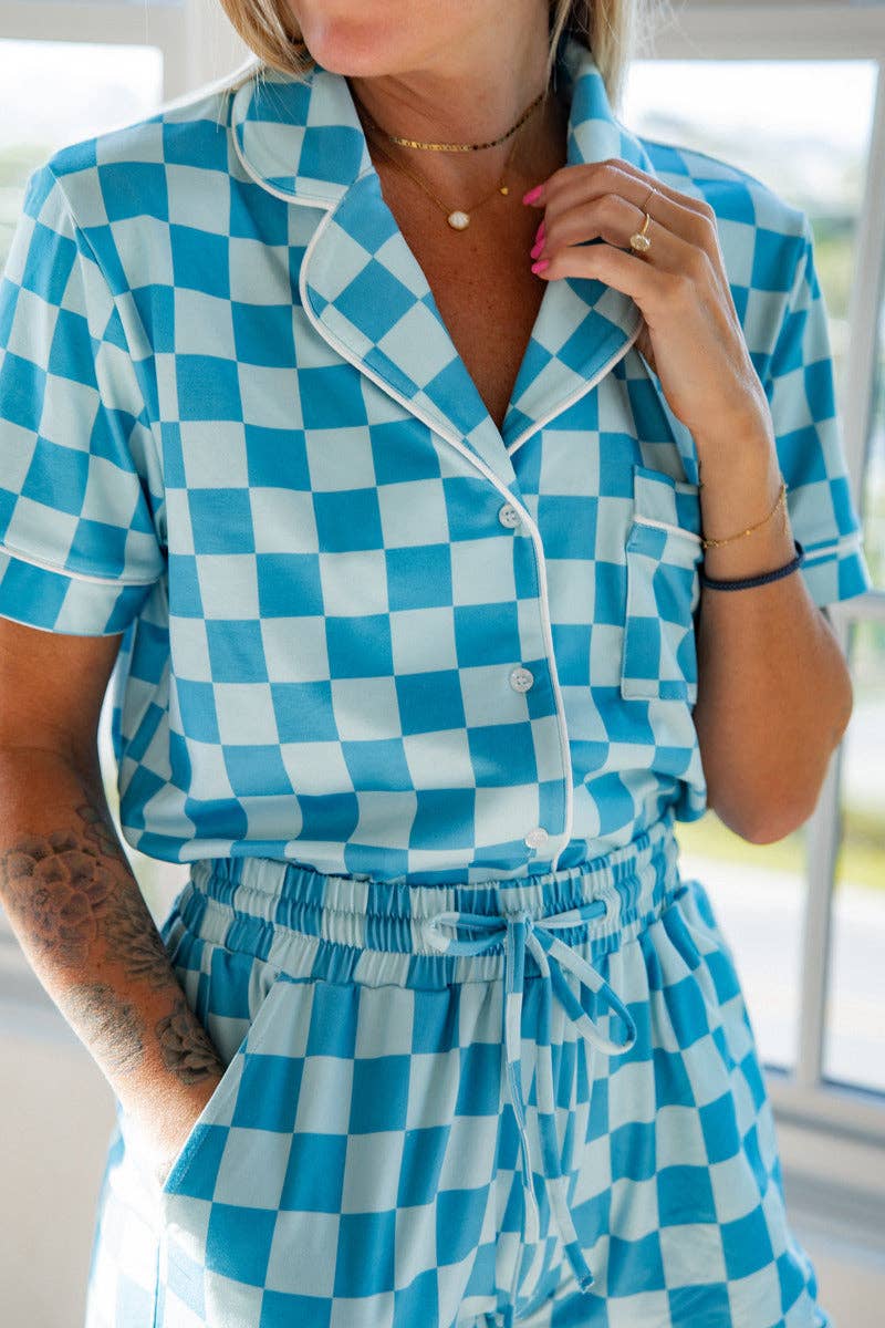 Teal Checker PJ Set