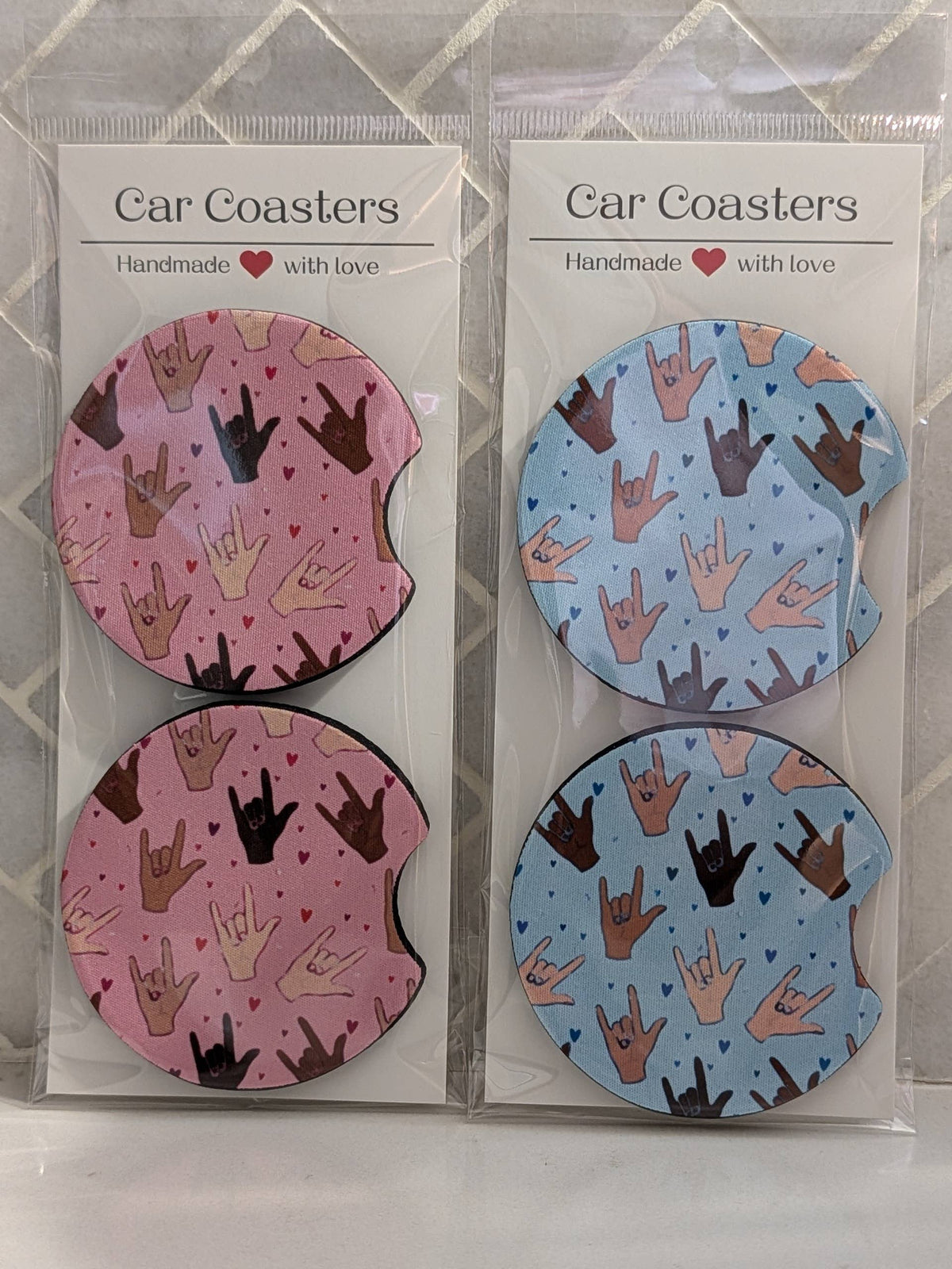 Sign Language I Love You Car Coasters