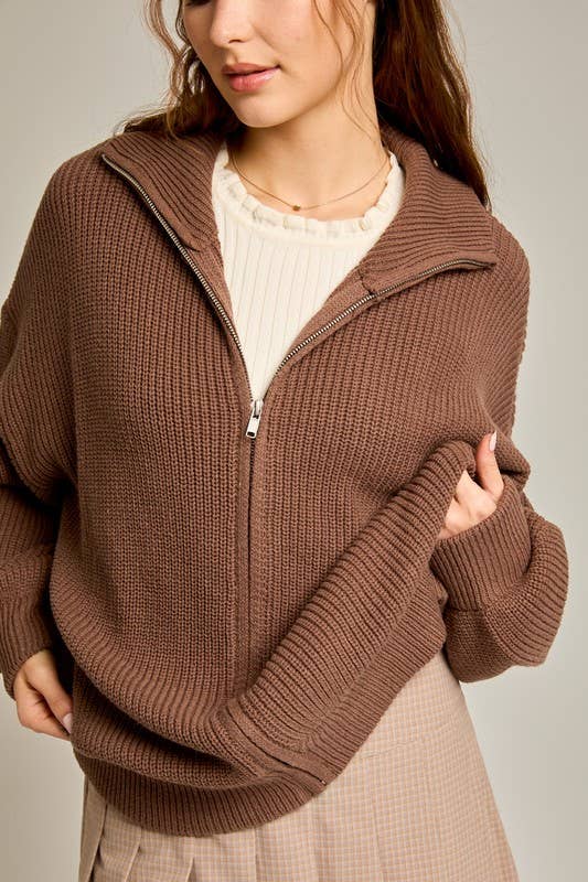 Le Lis | ZIP UP OVERSIZED SWEATER CARDIGAN