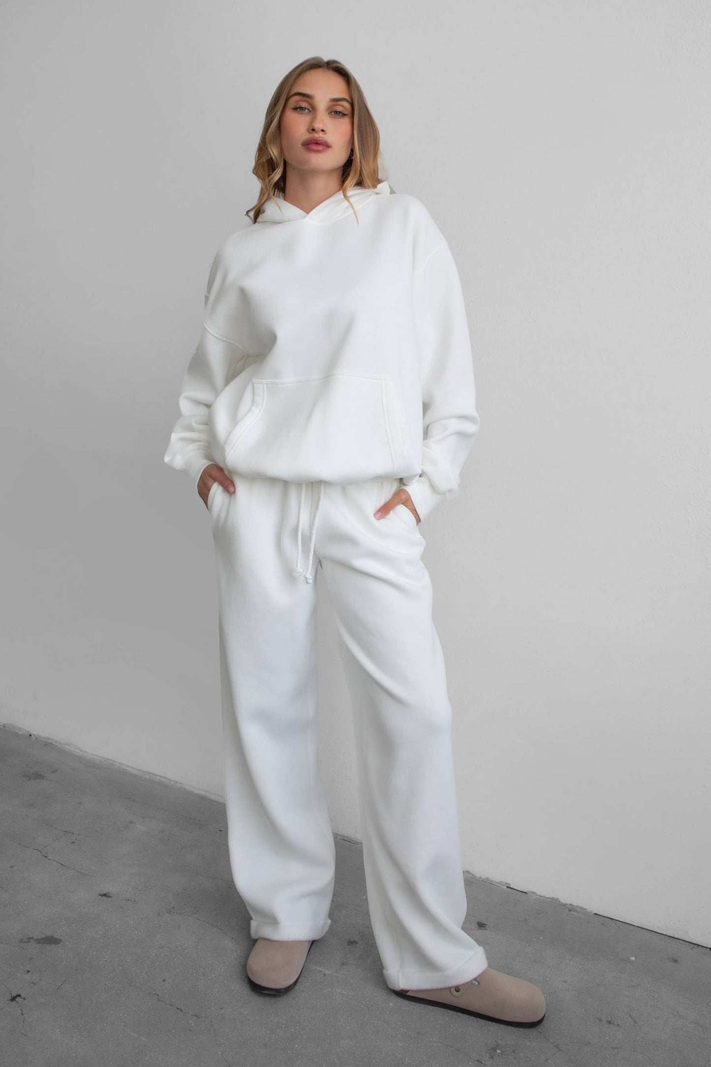 LANI Cloud Fleece Wide Leg Sweatpants Stretch Waist & Pocket