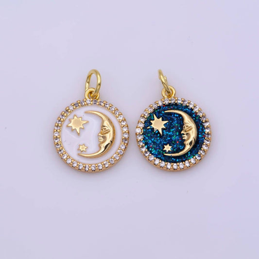 Celestial Enamel Moon and Star Charm