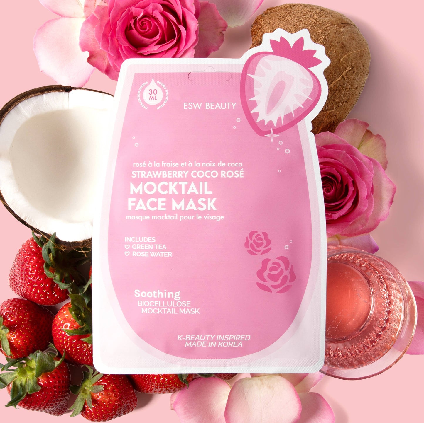 Strawberry Coco Rosé Soothing Biocellulose Mocktail Mask