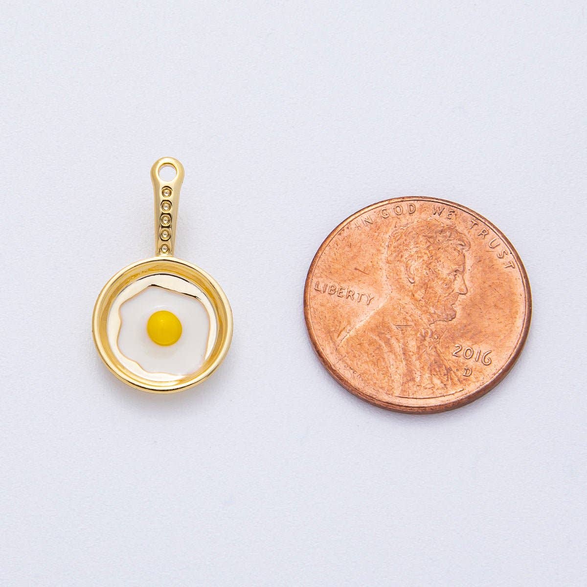 18K Gold Filled 20mm Sunny Side Egg Frying Pan Culinary Food Pendant | AF1218