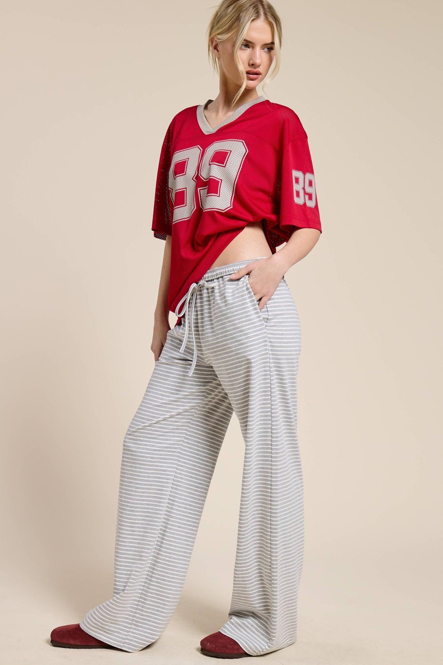 Mimosa | Striped Drawstring Wide Leg Pants