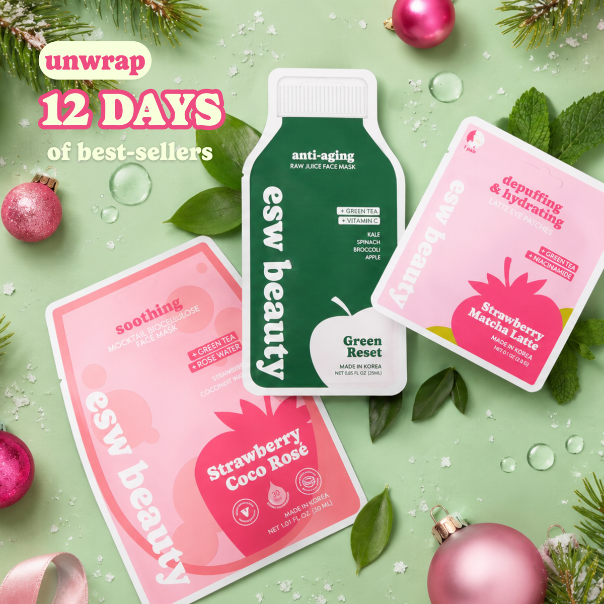 12 Days of Face Masks Advent Set (12x Masks)