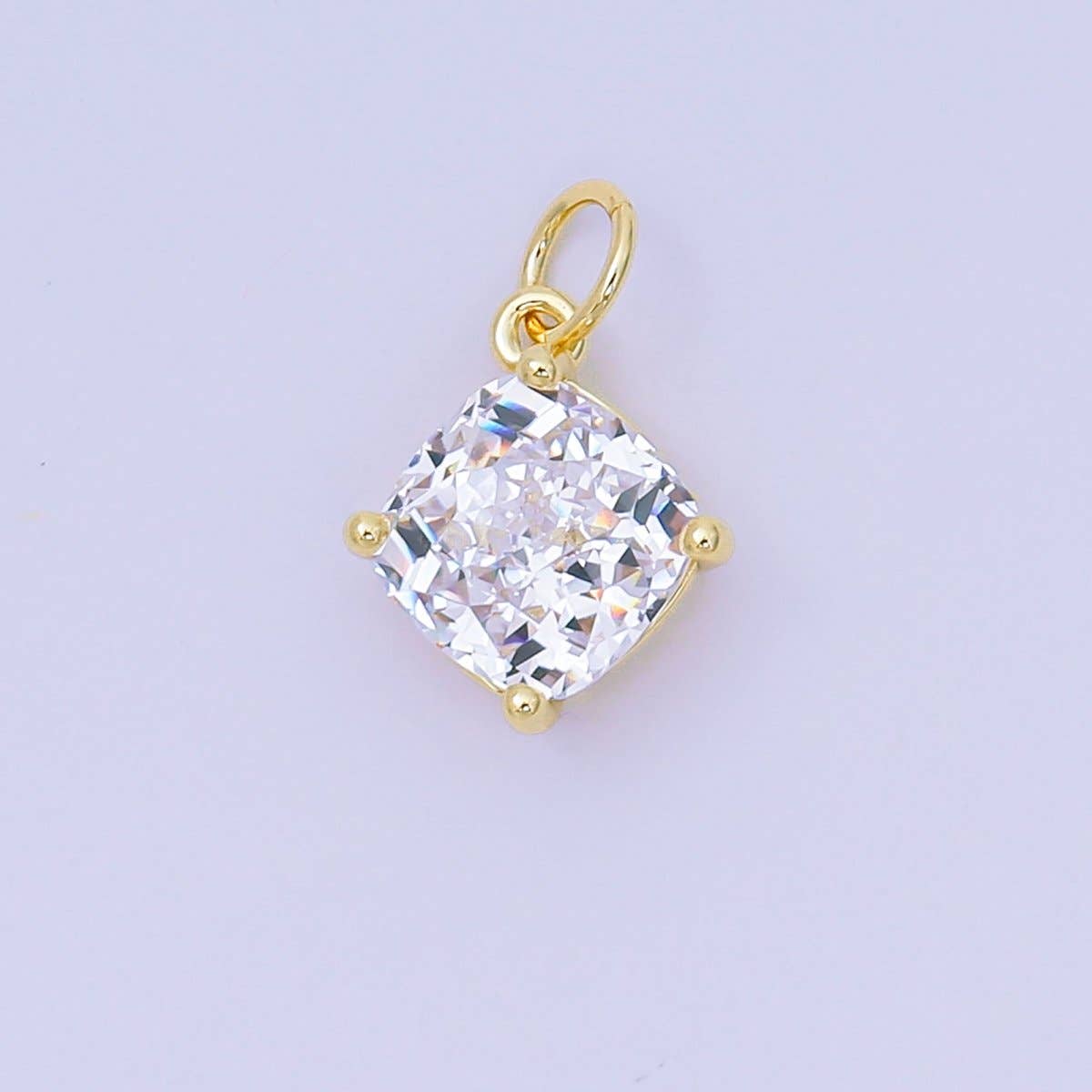 24K Gold Filled 13mm Rhombus Multicolor Birthstone CZ Charm in Gold | AC1561 - AC1567