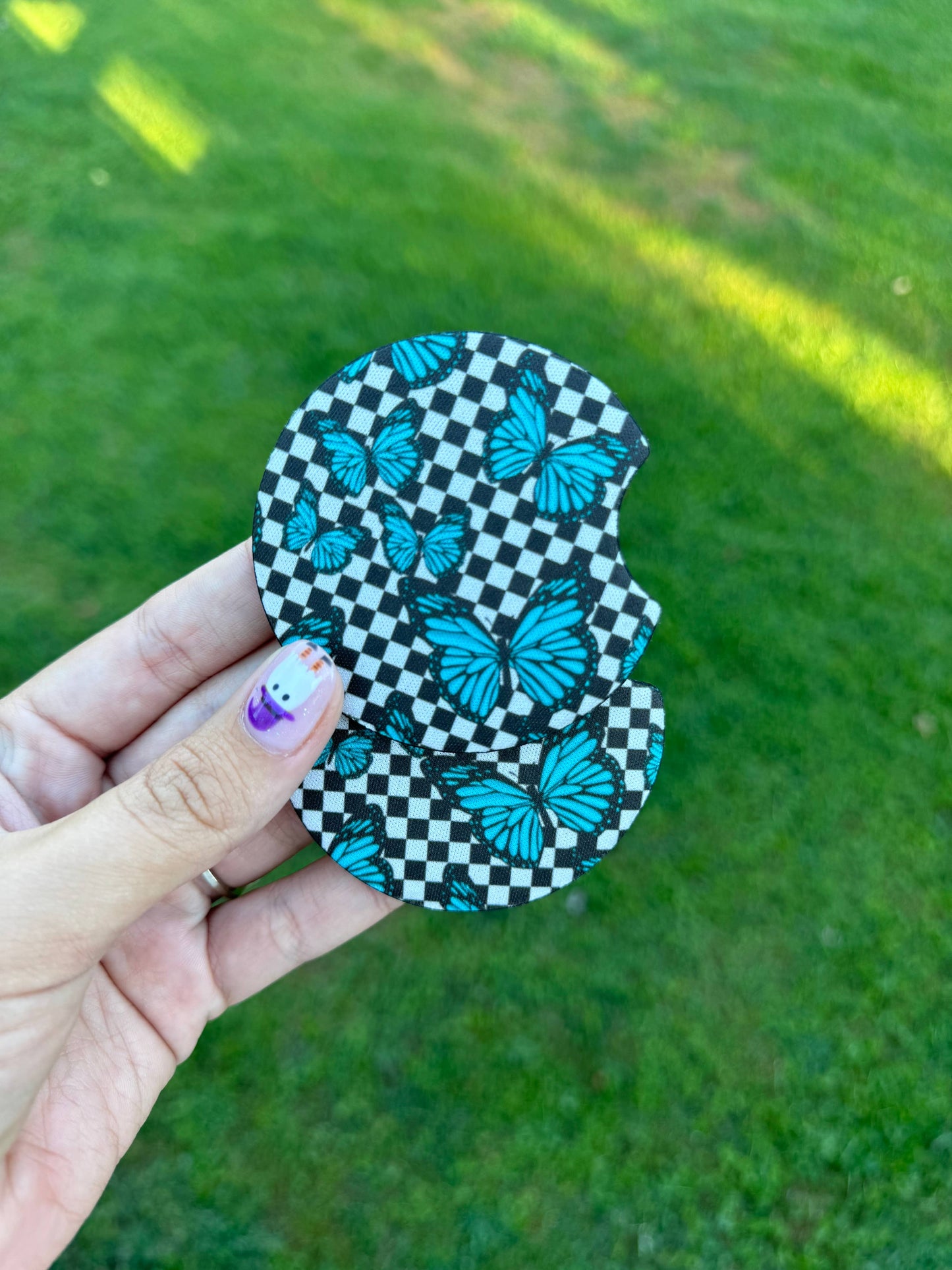 Checkered Butterfly Car Coaster Set 