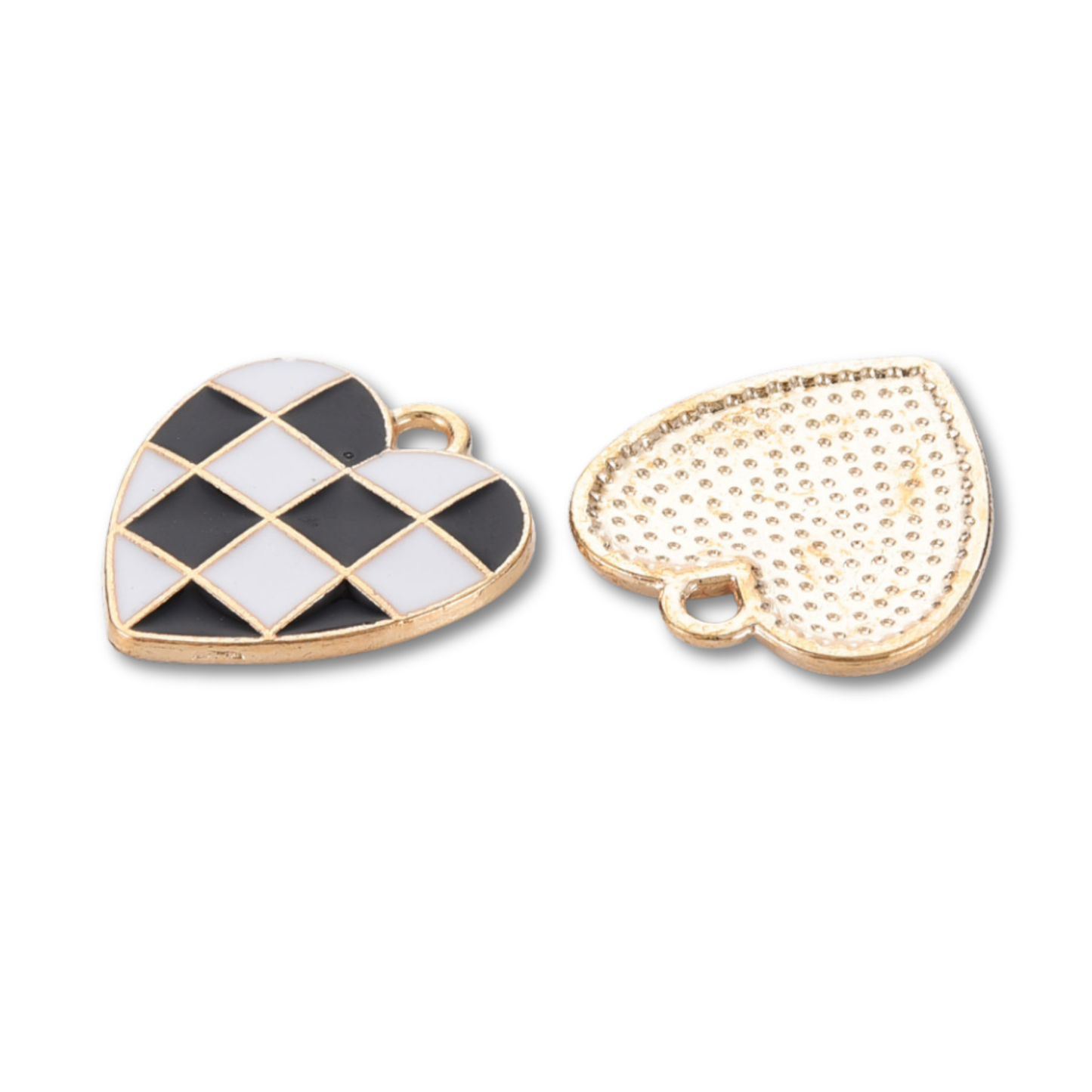 Heart Checkered Gold Charm