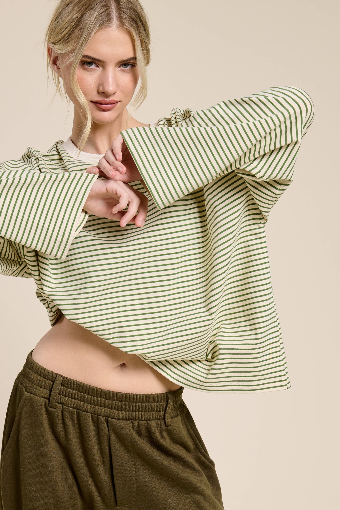 Mimosa | Striped Oversized Long Sleeve Top
