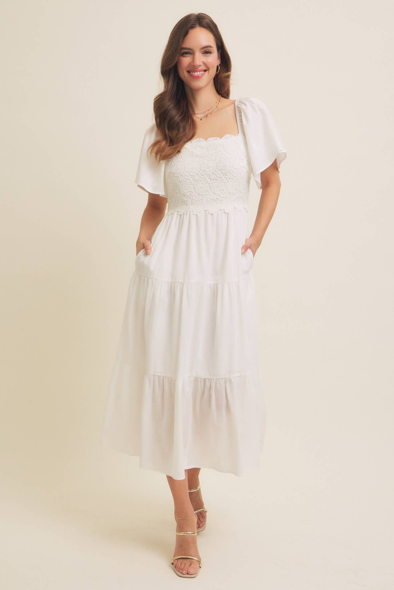 Flutter Sleeves Midi Dress