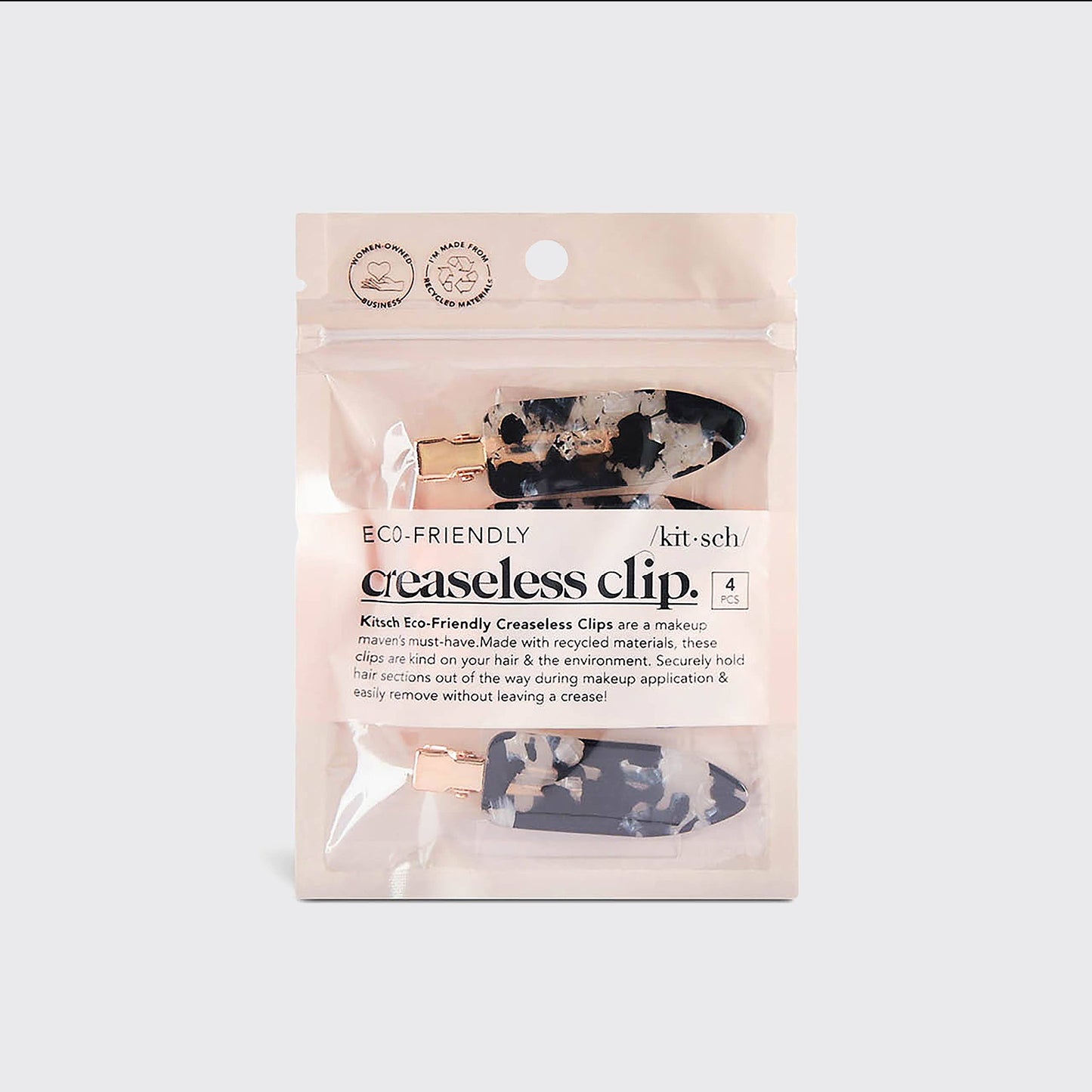 Kitsch | Eco-Friendly Creaseless Clips 4pc Set - Black Terrazzo