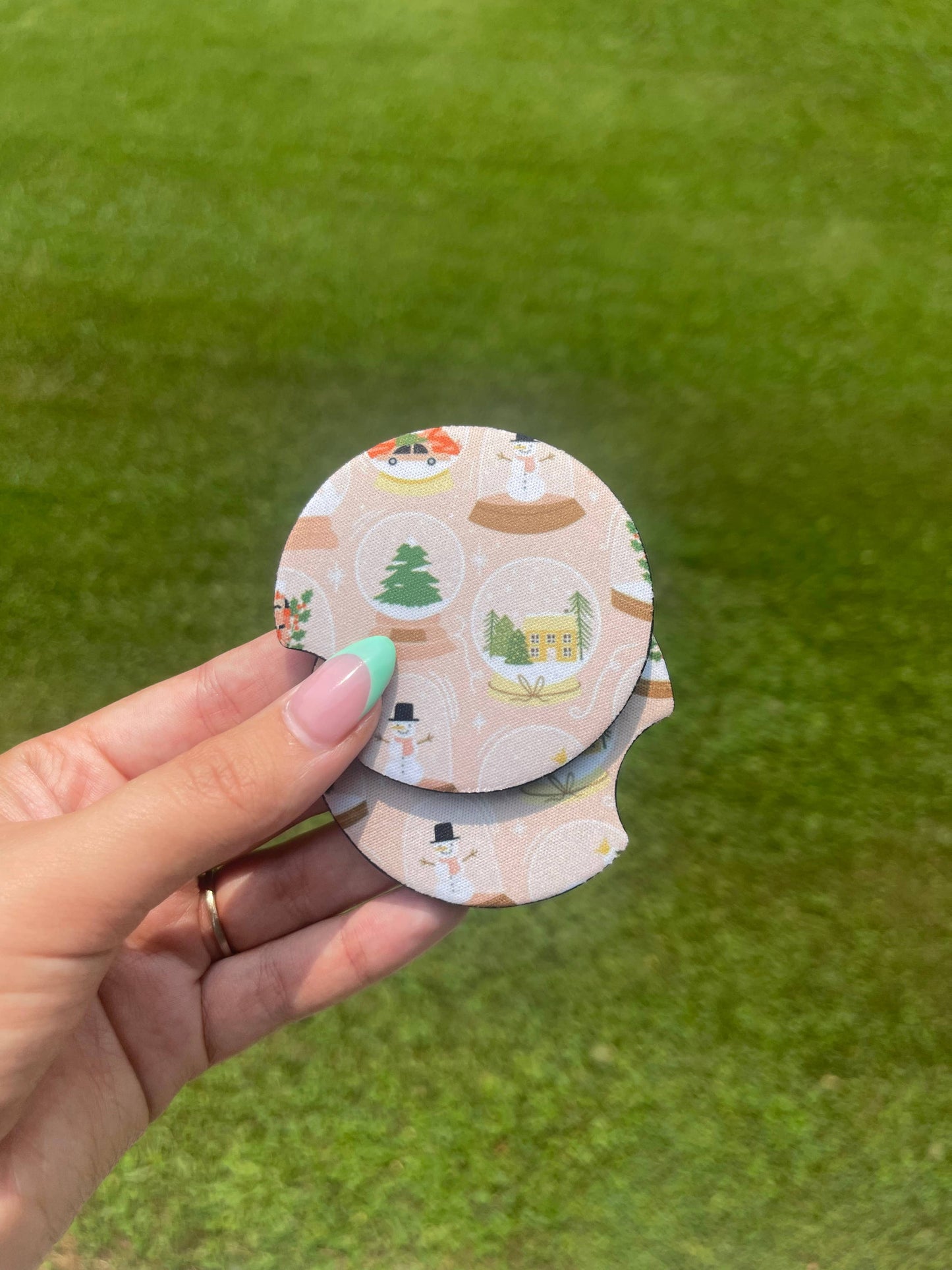 Christmas Snow Globe Car Coaster Sets